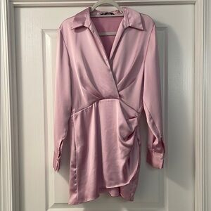 Zara Pink Satin Midi Dress